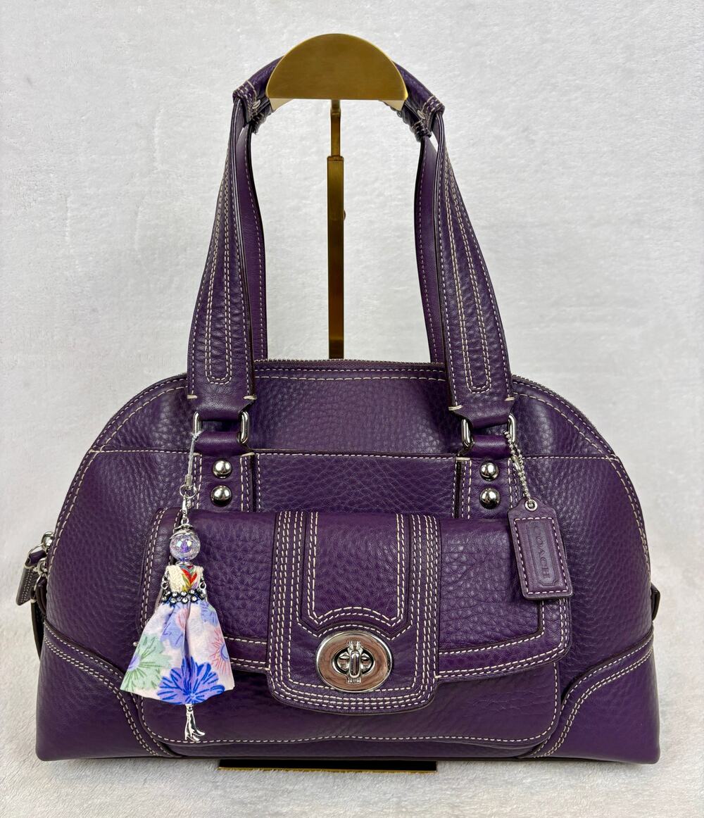 Coach Y2K Legacy Hamptons Dome Satchel in Plum/Dark Purple Pebble Leather, Charm